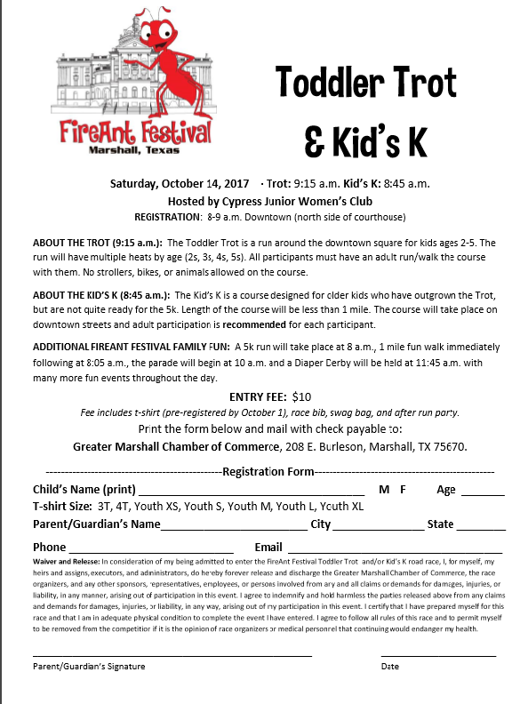 Virtual Toddler Trot Kids K Greater Marshall Chamber Of Commerce